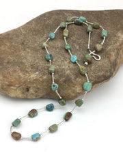Liquid Silver Heishi Turquoise Bead Necklace | 20" | Authentic Native American Handmade | 1091