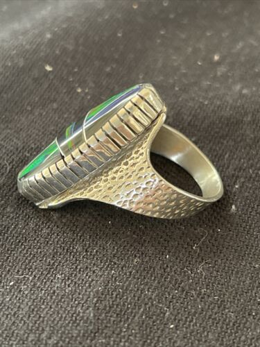 Navajo Multi-Color Opal & Turquoise Inlay Ring | Sterling Silver | Sz 7 | Authentic Native American Handmade | 01586