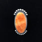 Navajo Orange Spiny Oyster Ring | Sterling Silver | Sz 9 | Authentic Native American Handmade | 10071
