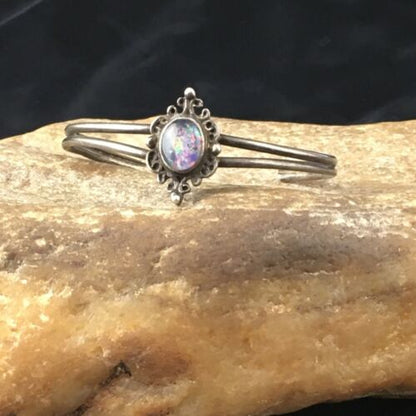 Navajo Pink Opal Cuff Bracelet | Sterling Silver | Authentic Native American Handmade | 10268