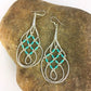 Native American Blue Turquoise Heishi Dangle Earrings | Sterling Silver | 2" | 8878