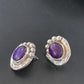 Navajo Sugilite Post Stud Earrings | Sterling Silver | Authentic Native American Handmade | 0.5" | 2068