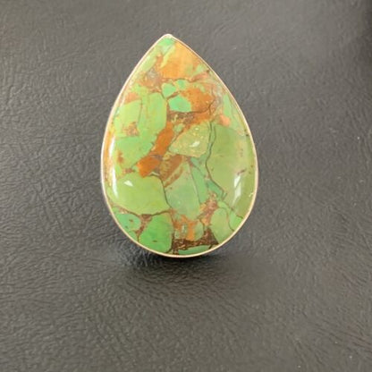 Navajo Green Mojave Turquoise Ring | Sterling Silver | Sz 8 | Authentic Native American Handmade | 11750