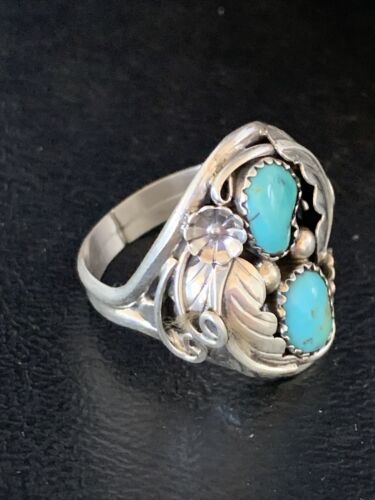 Navajo Kingman Turquoise Multi-Stone Ring | Authentic Native American Sterling Silver | Sz 12 | 14167