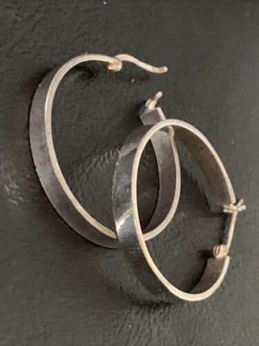Native American Old Pawn Women's Hoop Stud Earrings | Sterling Silver | 1" | 13010