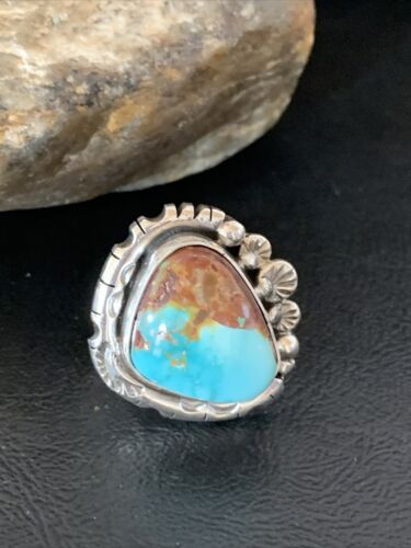 Native American Women's Navajo Blue Royston Turquoise Ring | Sterling Silver | Sz 10 | 10425
