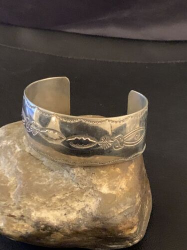 Navajo Sterling Silver Stamped Cuff Bracelet | Authentic Native American Handmade | 12824