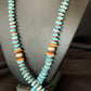 Navajo Natural Turquoise & Spiny Oyster Necklace | Sterling Silver | Authentic Native American | 29" | 13246