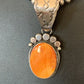 Navajo Orange Spiny Oyster Pendant Necklace | Sterling Silver | Authentic Native American Handmade | 13081