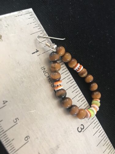 Navajo Sterling Silver Tigers Eye Spiny Oyster Turquoise Earrings | Southwestern Dangle | Handcrafted Native American - Masha USA