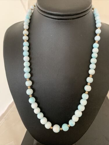 Navajo Blue Opal Necklace with Graduated Gold-Filled Beads | Authentic Native American Jewelry | 20" | 02046