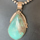Men's Navajo Pearls Necklace with Blue Kingman Turquoise Pendant | Sterling Silver | Native American Handmade | 12600