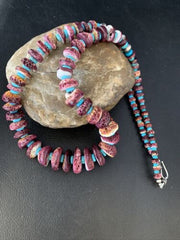 Navajo Purple Spiny Oyster Necklace | Sterling Silver | 24" | Authentic Native American Handmade | 13673