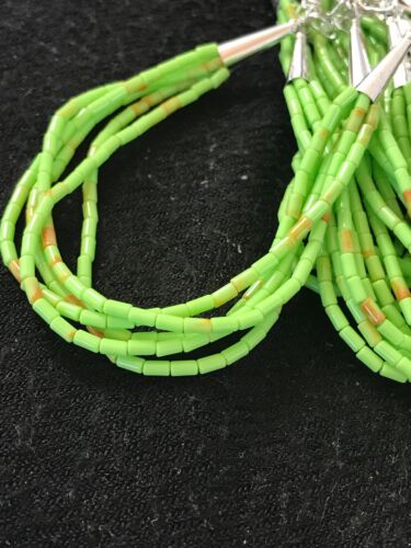 Navajo Green Stabilized Gaspeite Heishi Bracelet | Sterling Silver | 5 Strand | 8" | 13602