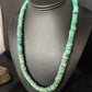 Native American Green Turquoise Heishi Bead Necklace | 12mm | Sterling Silver | Handmade | 22" | 13570