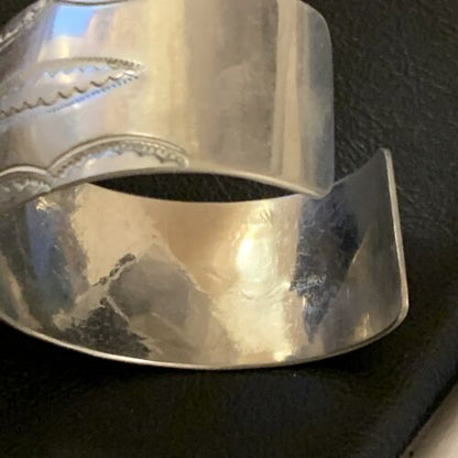 Navajo Sterling Silver Stamped Cuff Bracelet | Authentic Native American Handmade | 12823