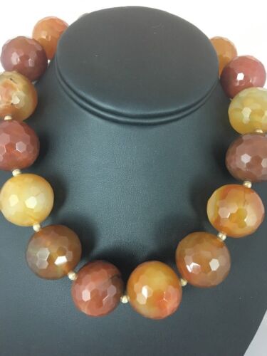 24mm Bold Faceted Carnelian Gold Filled Beads Necklace | 17" | Navajo Style |  3693