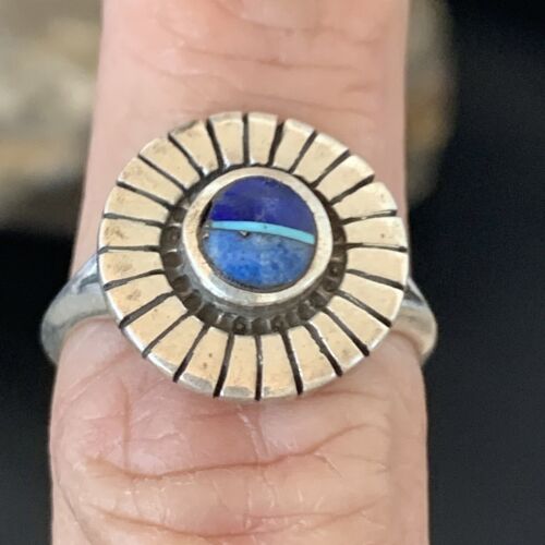 Native American Women's Navajo Blue Lapis Sugilite Inlay Ring | Sz 7 | 11200