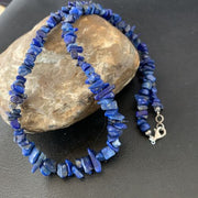 Native American Men's Navajo Lapis Nuggets Necklace | Sterling Silver | 20" | 14412