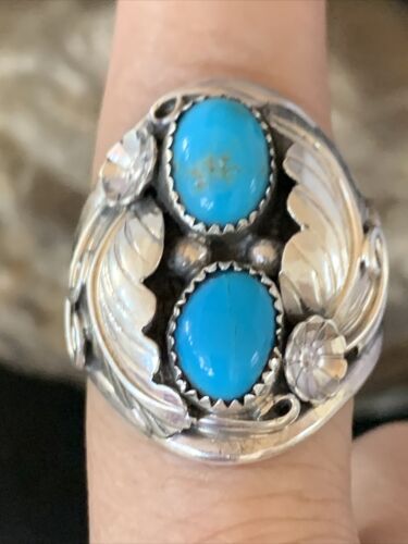 Navajo Kingman Turquoise Multi-Stone Ring | Authentic Native American Sterling Silver | Sz 10.5 | 14172