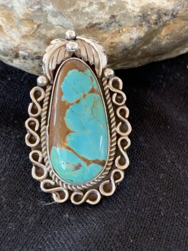 Native American Men's Navajo Blue Turquoise #8 Ring | Sterling Silver | Sz 9 | 00677