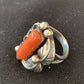 Navajo Red Coral Ring | Sterling Silver | Sz 9.5 | Authentic Native American Handmade | 01300
