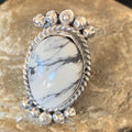 Navajo White Buffalo Turquoise Ring | Sterling Silver | Sz 8 | Authentic Native American Handmade | 13346