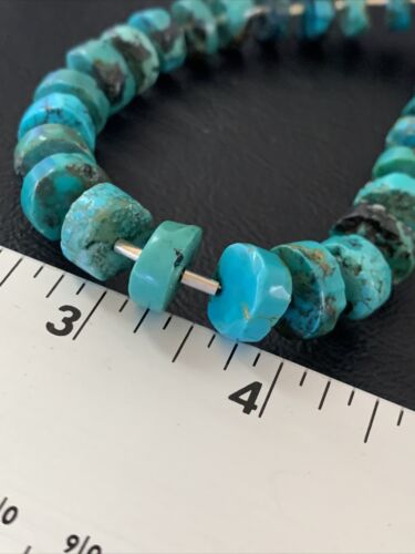 Navajo Turquoise Heishi Necklace | Sterling Silver Tube Beads | Authentic Native American Handmade | 20" | 11775