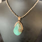 Men's Navajo Pearls Necklace with Blue Kingman Turquoise Pendant | Sterling Silver | Native American Handmade | 12600