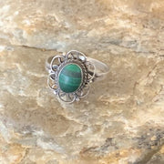 Navajo Green Malachite Ring | Sterling Silver | Sz 4.5 | Authentic Native American Handmade | 10871