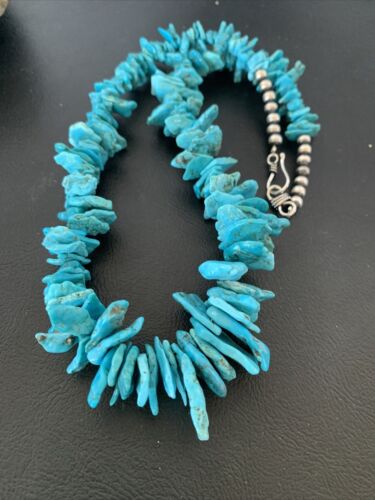 Navajo Pearls Necklace | Sterling Silver | Sleeping Beauty Kingman Turquoise | 18" | 1773