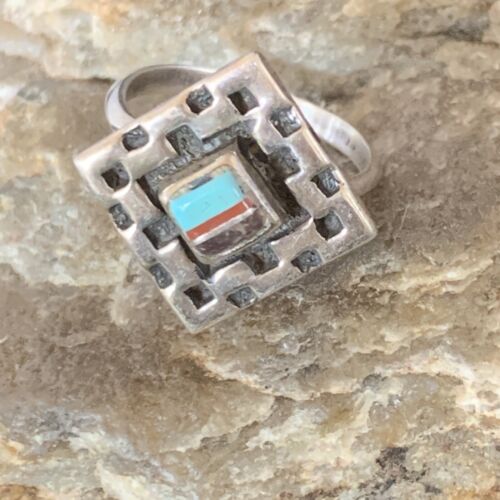 Navajo Blue Turquoise Sugilite Inlay Ring | Sz 5.5 | Sterling Silver | Authentic Native American Handmade | 13145 - Masha USA