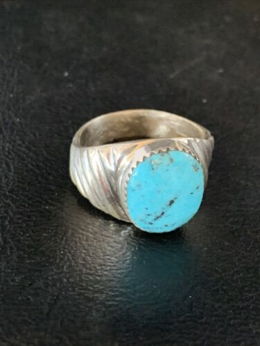 Navajo Blue Kingman Turquoise Ring | Sterling Silver | Sz 11 | Authentic Native American Handmade | 14149
