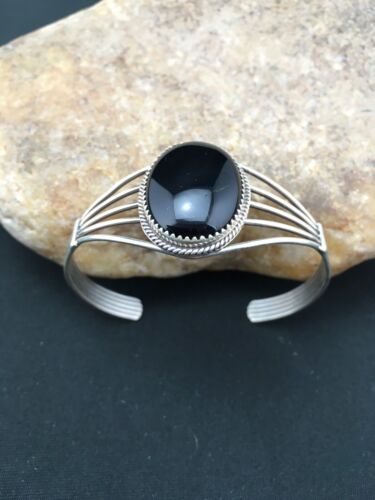 Native American Men's Black Onyx Cuff Bracelet | Navajo Sterling Silver | 4729