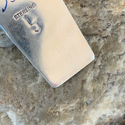 Navajo Kokopelli Stamp Turquoise Inlay Pendant | Sterling Silver | Authentic Native American Handmade | 10958 - Masha USA