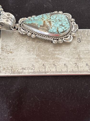 Navajo Royston Turquoise Pendant Necklace | Sterling Silver | Authentic Native American Handmade | 1367