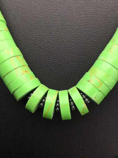 Native American Stabilized Gaspeite Graduated Necklace | Sterling Silver | 20" | 1738