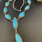 Navajo Kingman Turquoise Lariat Necklace | Sterling Silver | Authentic Native American Handmade | 11571