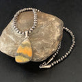 Navajo Yellow Bumblebee Jasper Pendant Necklace | Sterling Silver | Authentic Native American Handmade | 12806