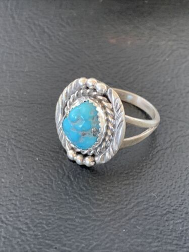 Navajo Blue Kingman Turquoise Ring | Sterling Silver | Sz 6 | Authentic Native American Handmade | 12456