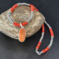 Navajo Red Apple Coral Pendant Necklace | Sterling Silver | Authentic Native American Handmade | 14373