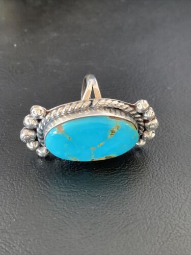Southwestern Navajo Blue Kingman Turquoise Ring | Sterling Silver | Sz 8 | 13380