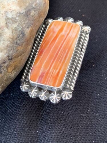 Native American Men's Navajo Spiny Oyster Ring | Sterling Silver | Sz 6.5 | 00999 - Masha USA