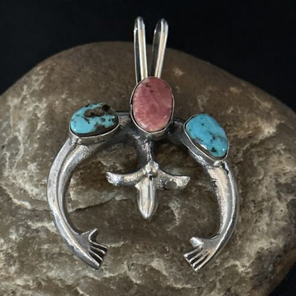 Navajo Blue Turquoise Purple Spiny Naja Pendant | Sterling Silver | Authentic Native American Handmade | 14672