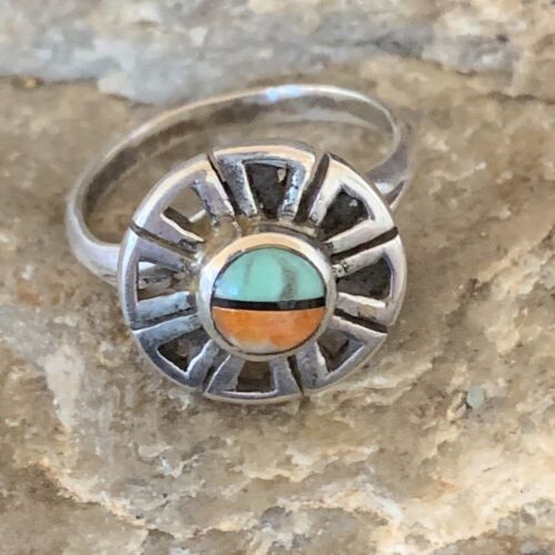 Navajo Blue Turquoise Spiny Oyster Inlay Ring | Sz 5.5 | Authentic Native American Handmade | 11185