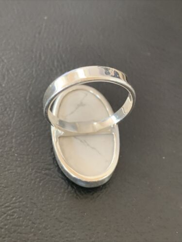 Navajo White Howlite Ring | Sterling Silver | Sz 9.5 | Authentic Native American Handmade | 11610