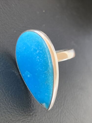 Navajo Women's Blue Kingman Turquoise Ring | Sterling Silver | Sz 9 | Authentic Native American Handmade | 11618