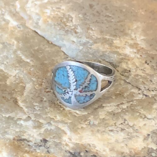 Navajo Blue Denim Lapis Inlay Ring | Sterling Silver | Sz 4 | Authentic Native American Handmade | 10892