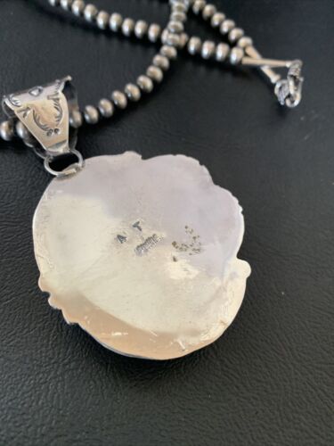 Navajo Denim Lapis Necklace with Pendant | Sterling Silver | Authentic Native American Handmade | 12443
