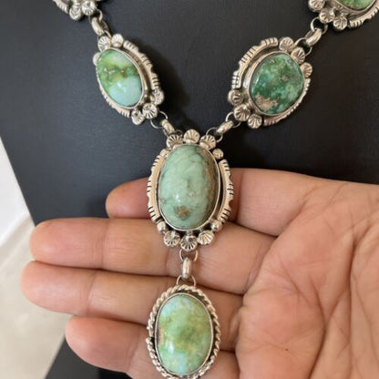 Navajo Sonoran Gold Turquoise Lariat Necklace | Native American Handmade | 02067